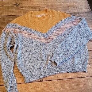 💥WILLOW ROOT sweater navy‎ mustard heathered sz S Boutique